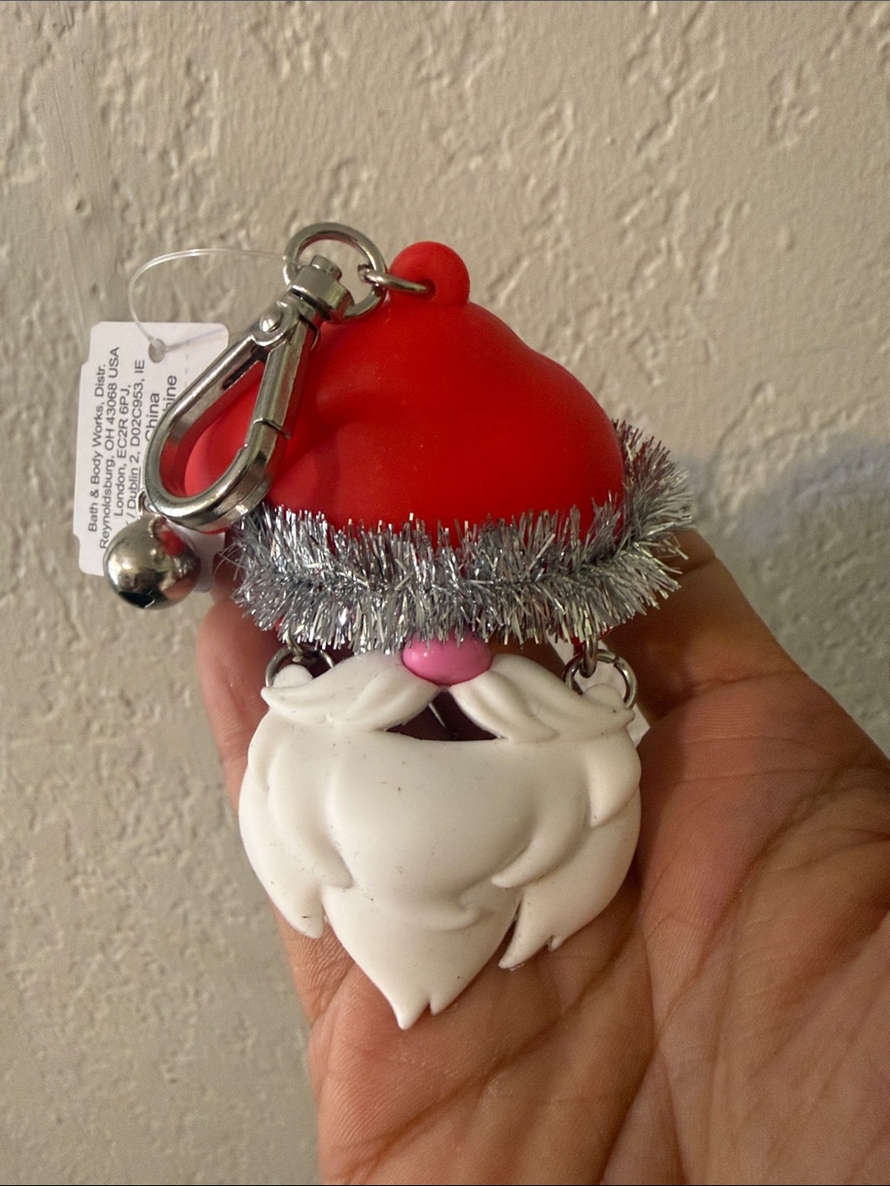 Bath & Body Works Santa Keychain Charm - Red, White & Silver